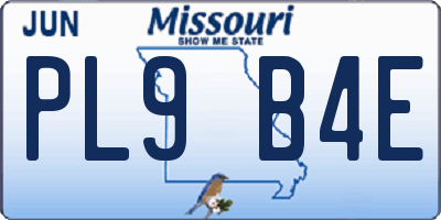 MO license plate PL9B4E