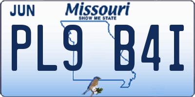 MO license plate PL9B4I