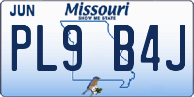 MO license plate PL9B4J
