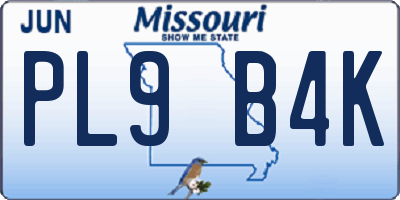 MO license plate PL9B4K