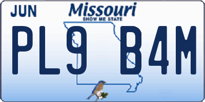 MO license plate PL9B4M