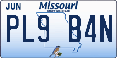 MO license plate PL9B4N