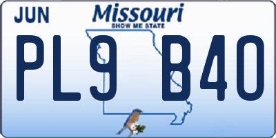 MO license plate PL9B4O