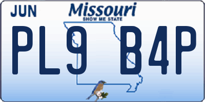 MO license plate PL9B4P