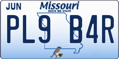 MO license plate PL9B4R