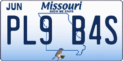 MO license plate PL9B4S