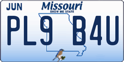 MO license plate PL9B4U