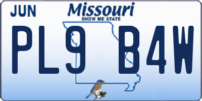MO license plate PL9B4W