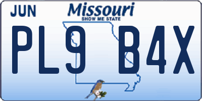 MO license plate PL9B4X