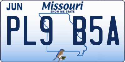 MO license plate PL9B5A
