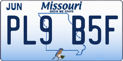 MO license plate PL9B5F