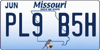 MO license plate PL9B5H