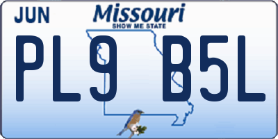 MO license plate PL9B5L