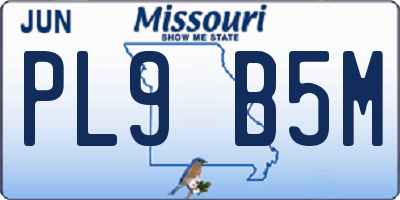 MO license plate PL9B5M