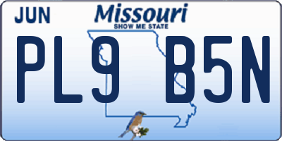MO license plate PL9B5N