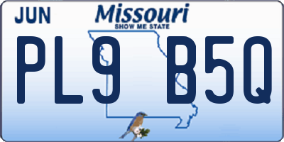 MO license plate PL9B5Q