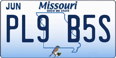 MO license plate PL9B5S
