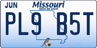 MO license plate PL9B5T