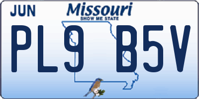 MO license plate PL9B5V