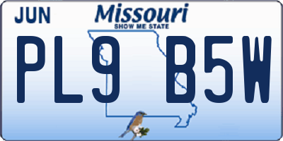MO license plate PL9B5W