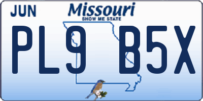 MO license plate PL9B5X