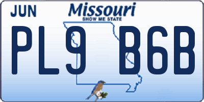 MO license plate PL9B6B