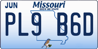 MO license plate PL9B6D