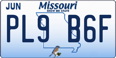 MO license plate PL9B6F