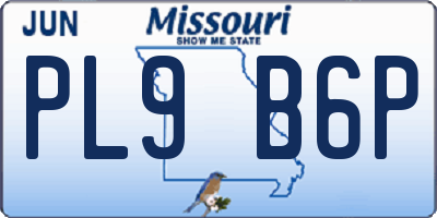 MO license plate PL9B6P