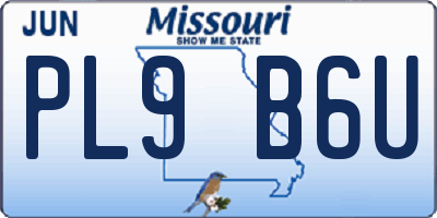 MO license plate PL9B6U