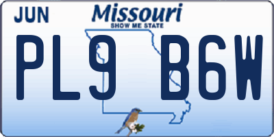 MO license plate PL9B6W