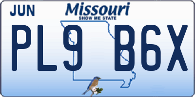 MO license plate PL9B6X