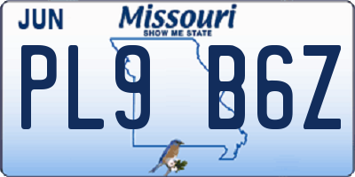 MO license plate PL9B6Z
