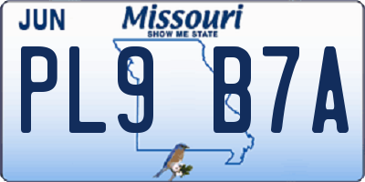 MO license plate PL9B7A