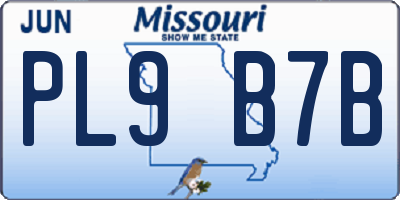 MO license plate PL9B7B