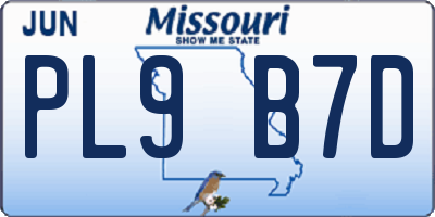 MO license plate PL9B7D