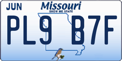 MO license plate PL9B7F