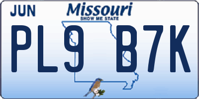 MO license plate PL9B7K