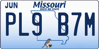 MO license plate PL9B7M