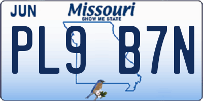 MO license plate PL9B7N