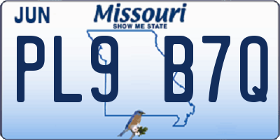 MO license plate PL9B7Q