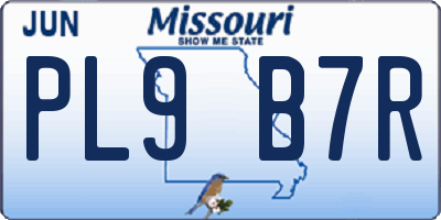 MO license plate PL9B7R