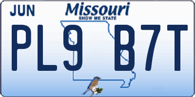 MO license plate PL9B7T