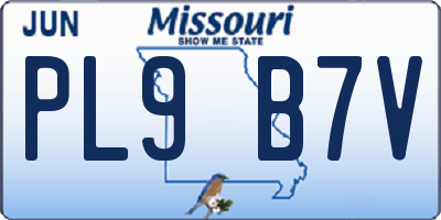 MO license plate PL9B7V