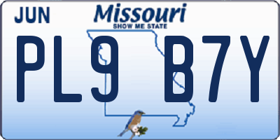 MO license plate PL9B7Y