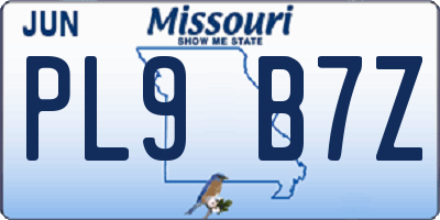 MO license plate PL9B7Z