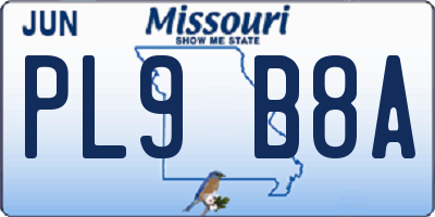 MO license plate PL9B8A