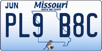 MO license plate PL9B8C