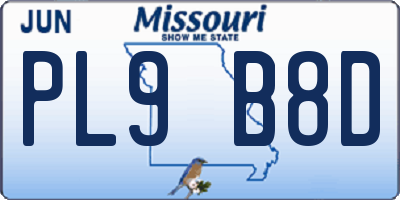 MO license plate PL9B8D