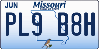 MO license plate PL9B8H